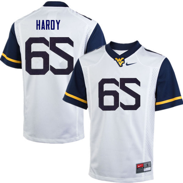Men #65 Isaiah Hardy West Virginia Mountaineers College Football Jerseys Sale-White - Click Image to Close